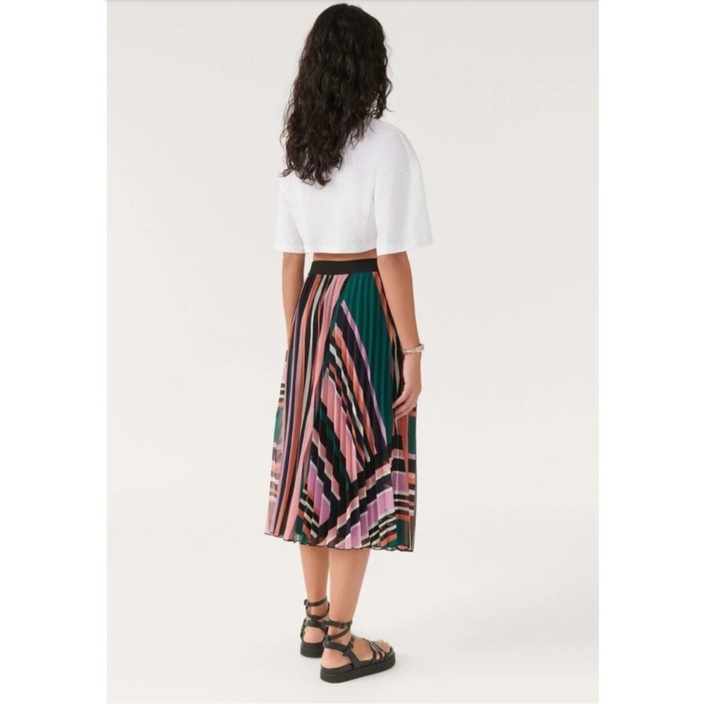 Ba&sh Uhendy Striped Pleated Midi Skirt Multicolor Size Small - Picture 2 of 5